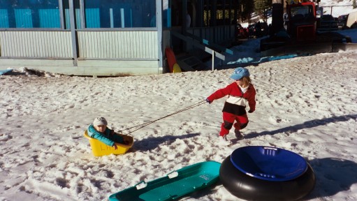 Emma Pulling Atticus on Sled